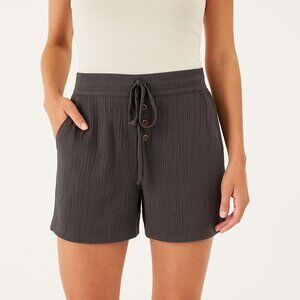 KIKIT Textured Knit Lounge Shorts Gray Drawstring Elastic Waist Women’s Size L